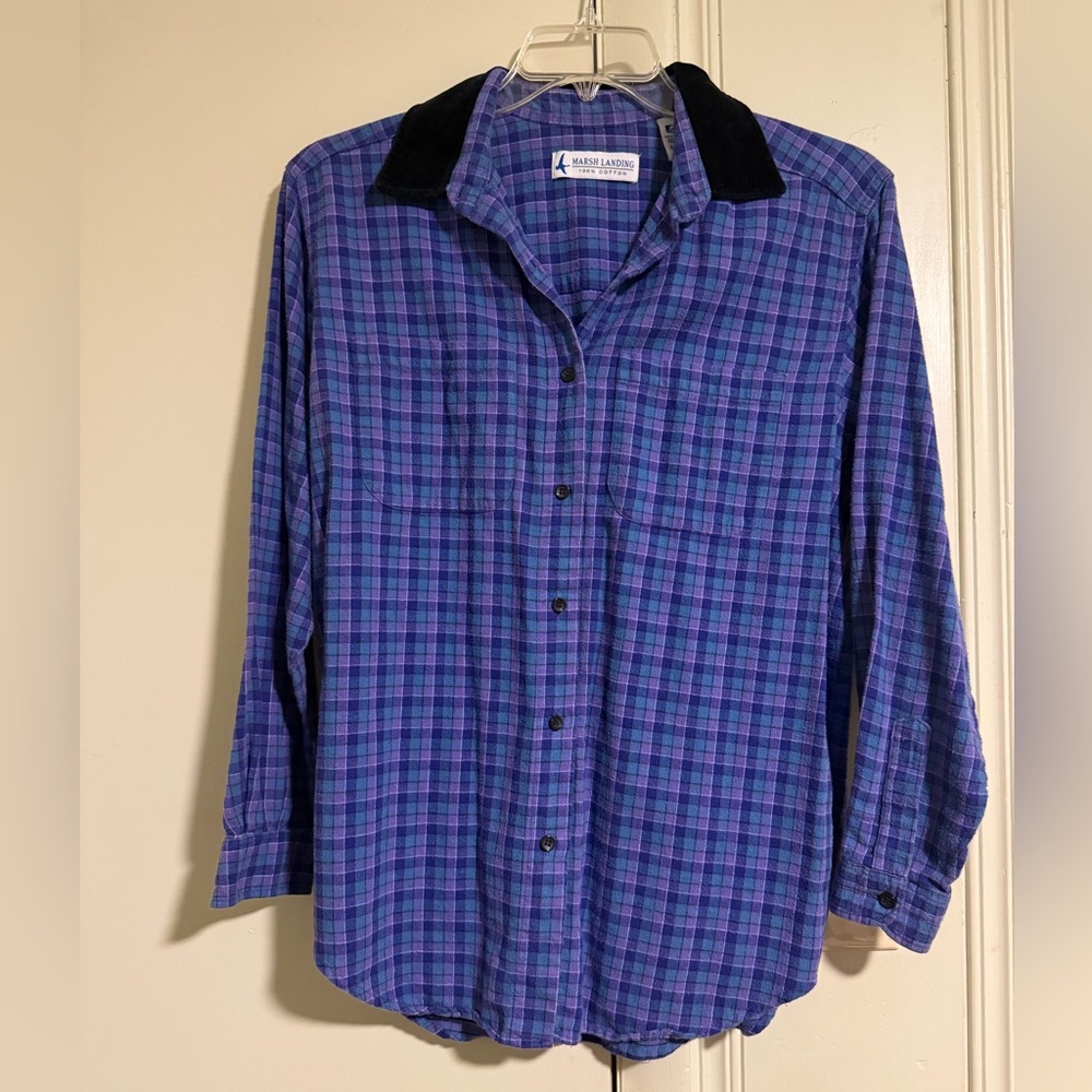 Marsh Landing 100% Cotton Men’s Button Down with Velour Collar Size M